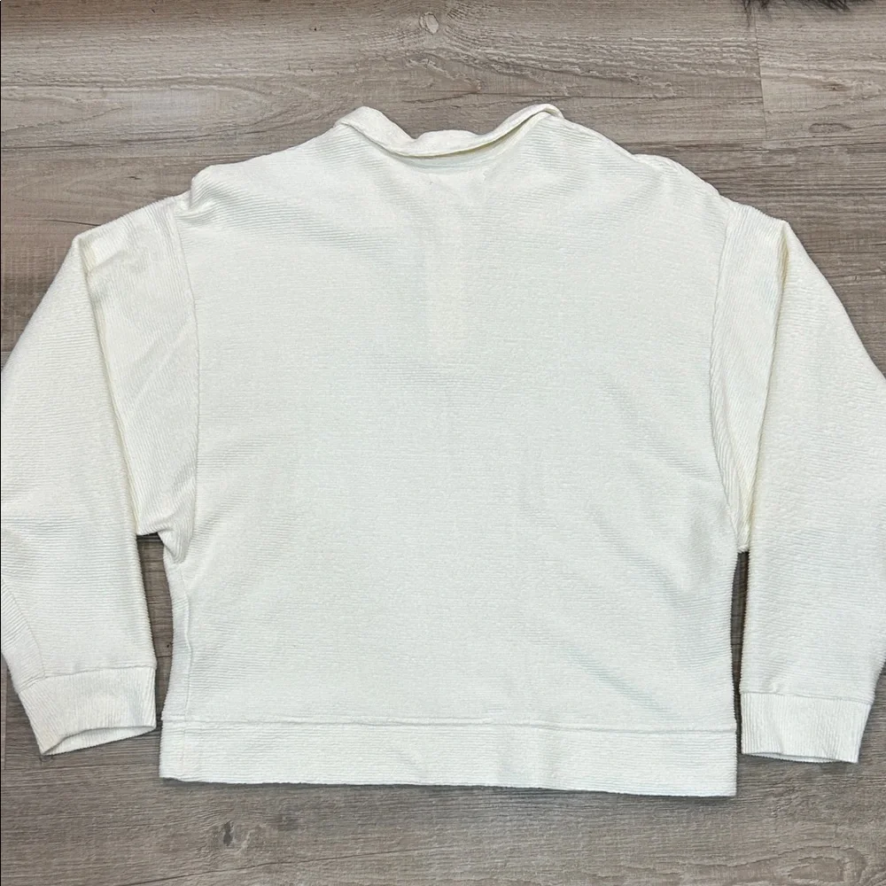 Madewell Cream textured long sleeve polo top, size small - Picture 3 of 3